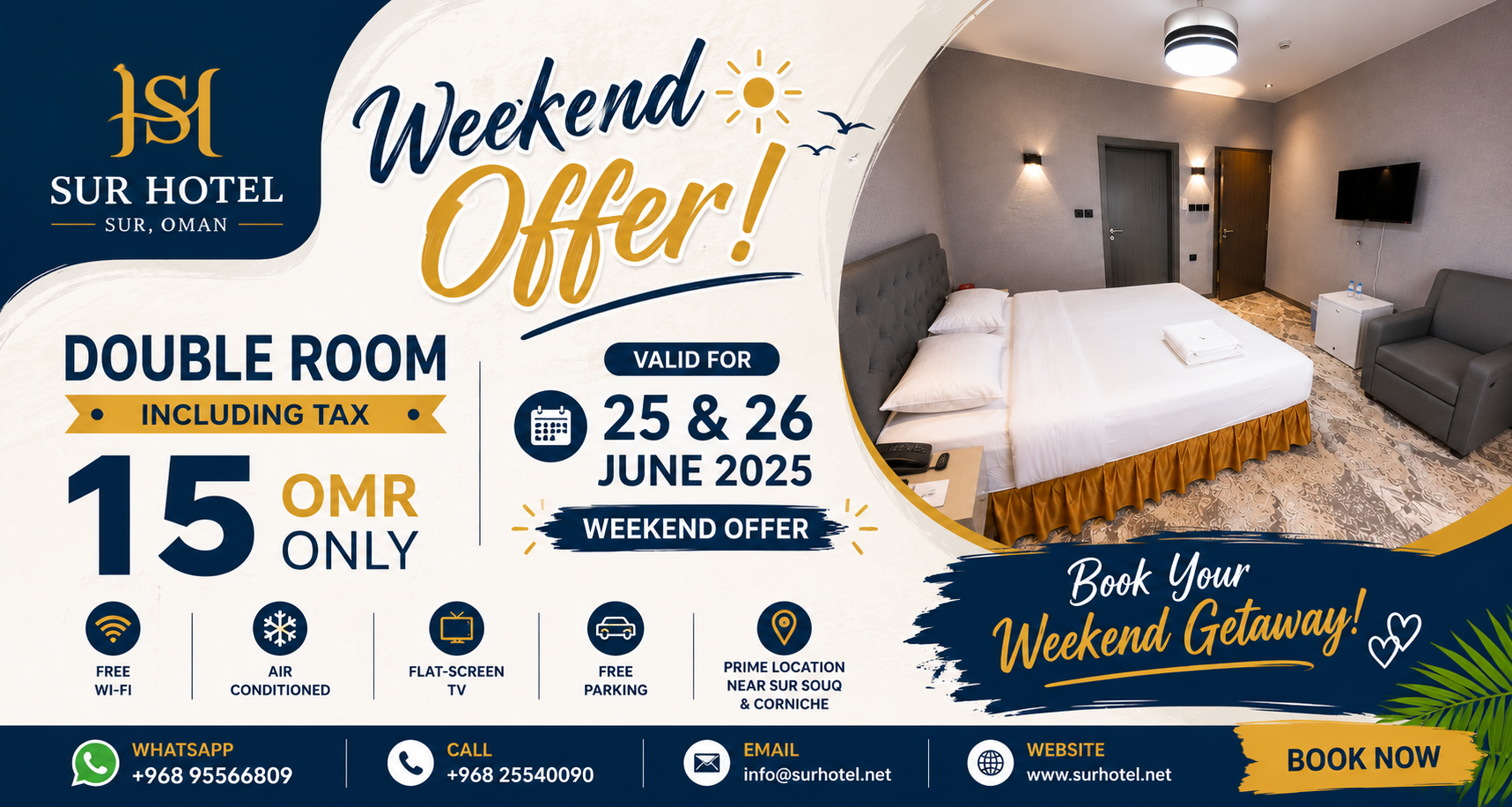 Weekend Offer Sur Hotel – Double Room for Only 15 OMR Including Tax